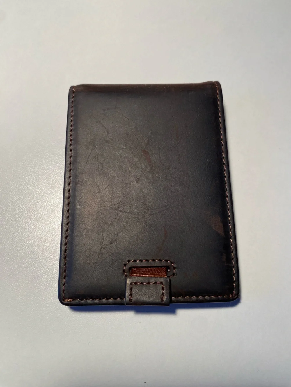 Brown Leather Bifold Wallet with Money Clip Embossed with Marine Emblem